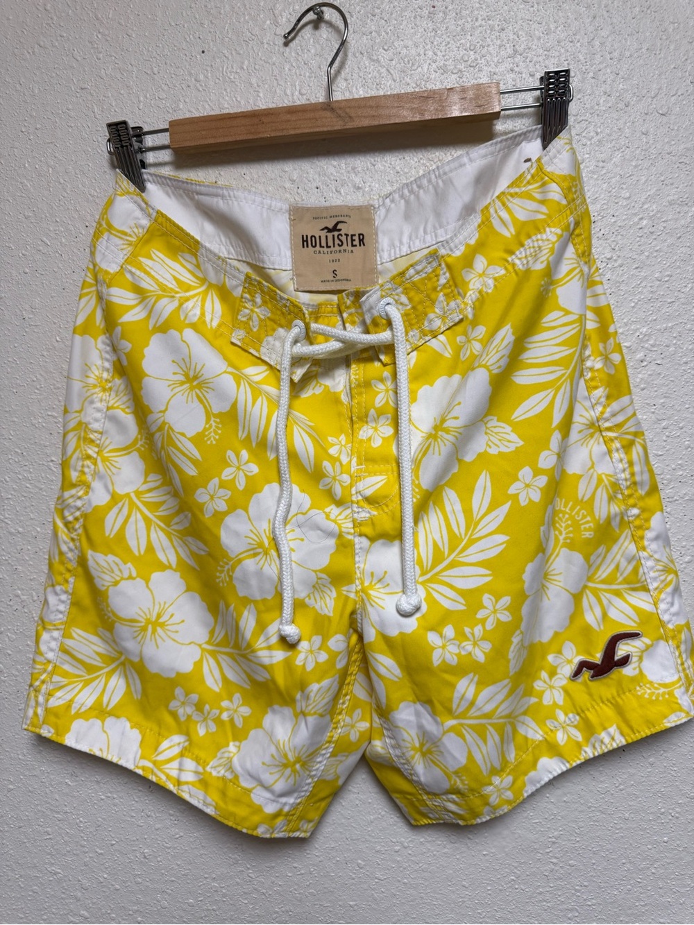 Hollister Yellow & White Floral Swim Shorts